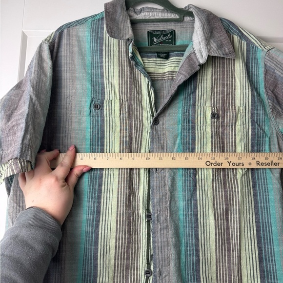 Woolrich Shirt Casual button down Men’s xl stripe lightweight beach - Picture 6 of 12